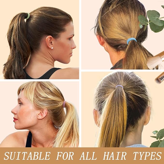 100Pcs Multi-Color Hair Ties For Thick And Curly Hair, Elastic Hair Ties For Women, Men And Girls, No Damage Ponytail Holder Hair Bands(Set6)