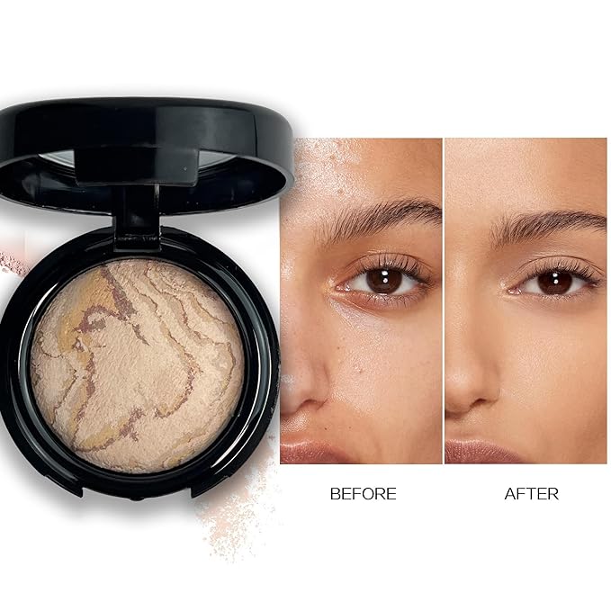 K'APEINE Baked Powder Foundation, Oil Control Correcting Foundation Matte Natural Finish Smooth Lightweight Setting Powder Palette Brighten Color Correcting Powder Foundation for Women-02#