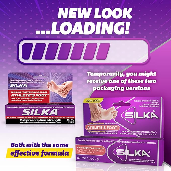Silka Antifungal Cream, Clinical Anti-Fungus Foot Treatment, Results in 1 Week, Maximum Strength Athlete’s Foot Treatment, Jock Itch, Ringworm Treatment for Humans, Terbinafine Cream, 1oz- 2 Pack