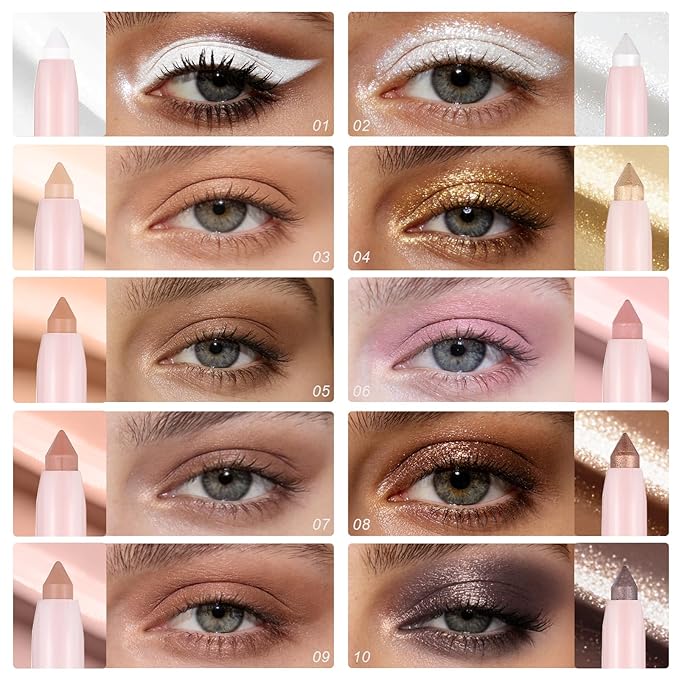 2in1 Cream Eye Shadow Brightener Sticks for Eyes, Neutral Highlighter High Pigmented Makeup with Blending Brush Built-in Sharpener, Long Lasting Eye Makeup sombras en crema para ojos #Millet yellow