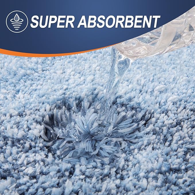 OLANLY Bathroom Runner Rugs 45x27, Extra Soft Absorbent Microfiber Bath Rugs, Rubber Backing, Quick Dry, Machine Washable Bath Mats for Bathroom Floor, Tub and Shower, Home Decor Accessories, Blue