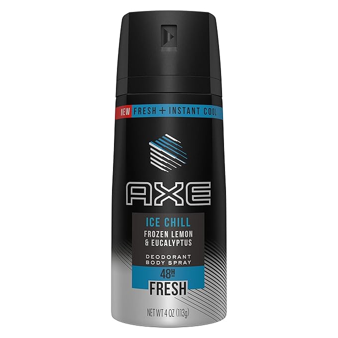 Axe Deodorant Body Spray - Ice Chill - Frozen Lemon & Eucalyptus - Net Wt. 4 OZ (113 g) Per Can - Pack of 2 Cans