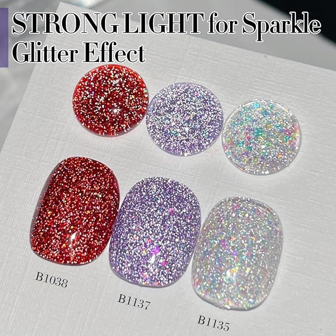 Double Rhythm 15ML Glitter Gel Polish Shimmer Reflective Holographic Color Magnetic for Nail Art Salon DIY at Home (B1137)