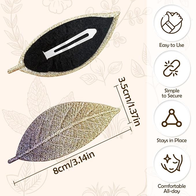 Glitter Silk Leaf Hair Clips 10Pcs for Girls, 5 Color Sparkling Hair Mini Claw Clips with Secure Grip - Non-Slip Hair Accessories for Women, Daily Party Use