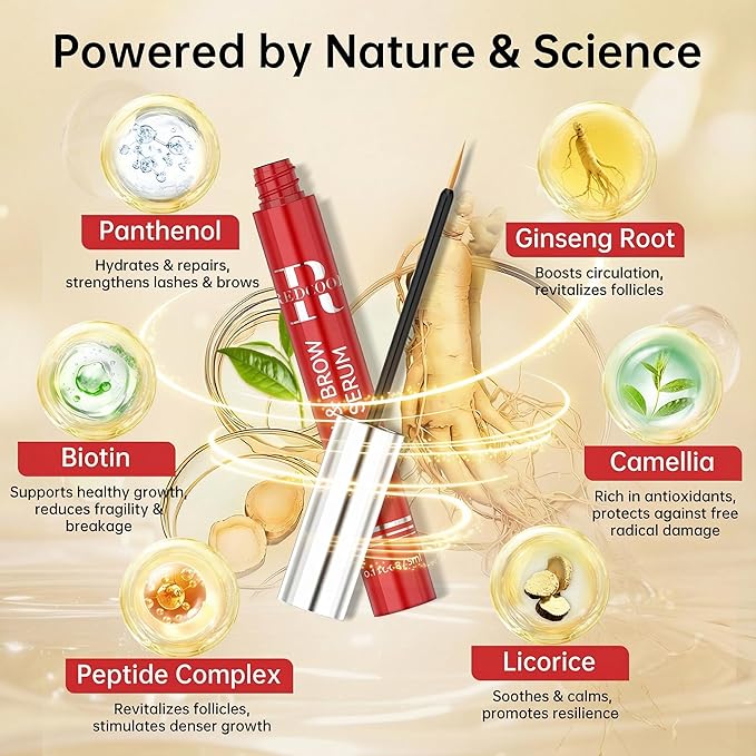 Redcool Lash Serum: Eyelash Growth Serum Gentle Natural Vegan Enhancing Treatment Nourishing Conditioning Formula for Longer Thicker Fuller Natural Lashes -3ml