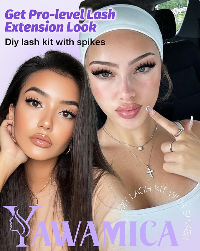 Volume Lash Clusters Kit with Spikes Manga Eyelash Clusters Wispy Cluster Eyelash Extensions Kit 12-20mm D Curl Spiky Individual Lashes DIY Lash Extension Kit with Quick-Dry Bond & Seal, Lash Tweezer
