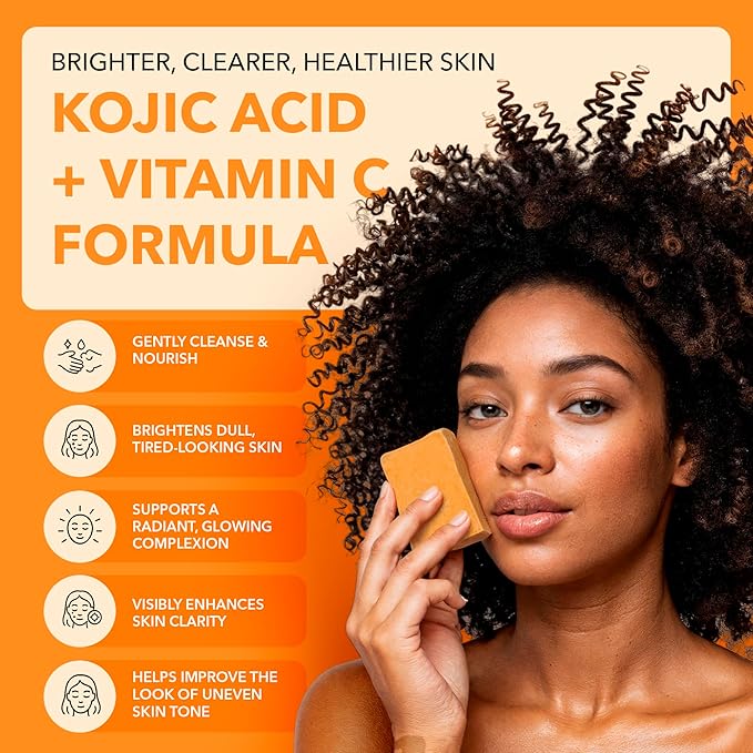 lunavia Kojic Acid Complexion Brightening Soap Bar with Vitamin C, Turmeric, Retinol, Collagen & Hyaluronic Acid – Brightening Face & Body Soap – Supports Brighter Skin, Even Skin Tone – 2 Pack