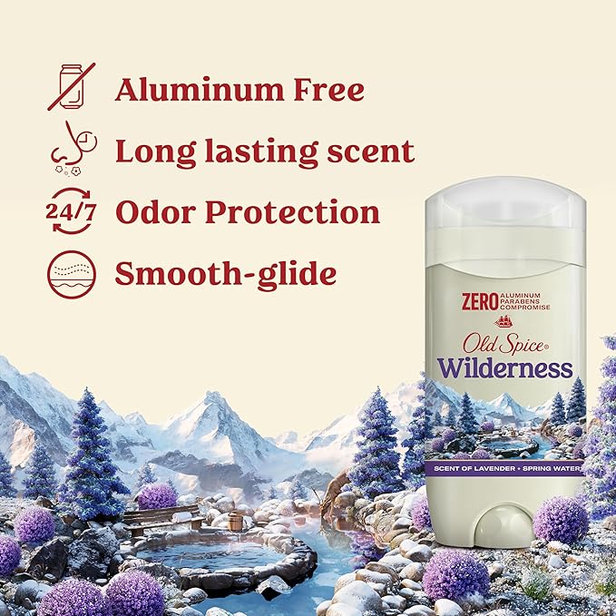 Old Spice Men's Deodorant Aluminum-Free Wilderness with Lavender, 3oz (Pack of 3)