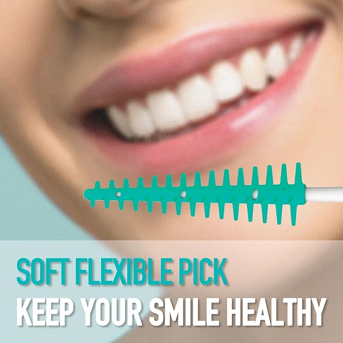 Dr. Emma Dental Picks Wide Space Mint Soft Rubberized Tooth Picks Floss Pick Easy to Use Brush Picks for Teeth Cleaning and Gum Health 100Ct/Pack, 2 Pack(200Ct)