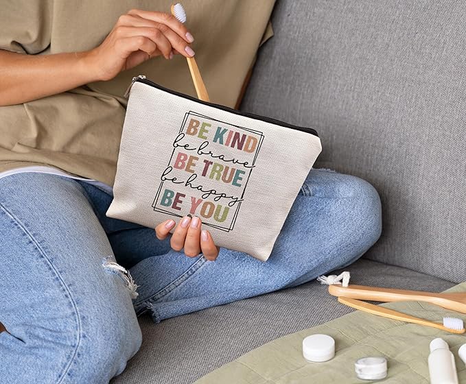 uinwk Be Kind Makeup Bags,Motivational Makeup Bag Cosmetic Bag,Kindness Gifts,Inspirational Gifts For Women Girls Friends Daughter Coworker
