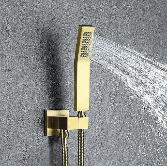 Bathtub Shower System Brushed Gold Shower Fixtures with Tub Faucet and 10 inch Rian Shower Head with Handheld Spray