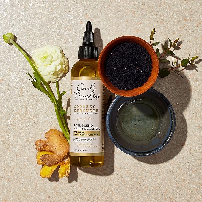 Carol's Daughter Goddess Strong Bundle: Hair Care Kit with Shampoo, Conditioner, Leave-In Treatment and Scalp Oil, 4 Items