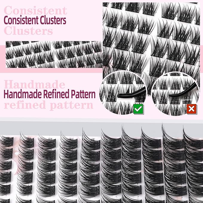 Lash Clusters Kit 10-18mm D Curl Clusters Eyelash Extensions Kit False Eyelash Clusters, DIY Lash Extension Kit with Lash Bond & Seal, Lash Glue Remover, Lash Tweezers