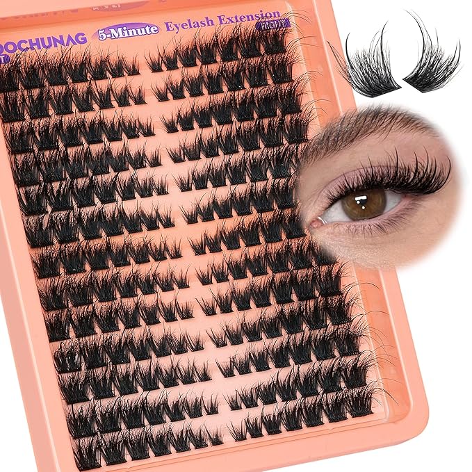 Wispy Lash Clusters 182pcs Eyelashes Clusters Left&Right Cluster Eyelash Extensions Thick CD Curly Individual Lashes Clusters 9-20mm DIY Fairy Lash Extension at Home by TOOCHUNAG