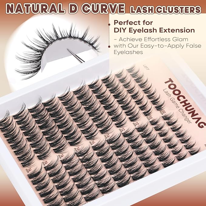 Manga Lash Clusters Spiky Eyelash Clusters Wispy Individual Lashes Extension 160pcs DIY Cluster Eyelash Extensions 10-16mm D Curly Natural Individual Cluster Lashes by TOOCHUNAG