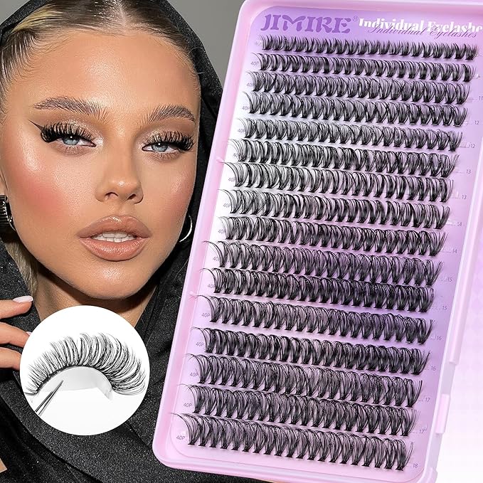 Lash Clusters Wispy 40D Eyelash Clusters 320Pcs Fluffy Cluster Eyelash Extensions D Curl 9-16MM Mixed Individual Lashes DIY Lash Extension Natural False Eyelashes by JIMIRE