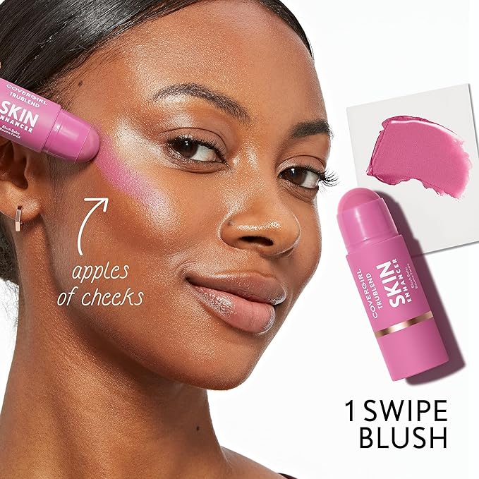 COVERGIRL Trublend Skin Enhancer Blush Balm Stick, Vegan Formula, Easy to Use, Glides on Effortlessly, Non-Greasy, Doesn't Crease - 255 Midnight Plum (Bright, Deep Berry)