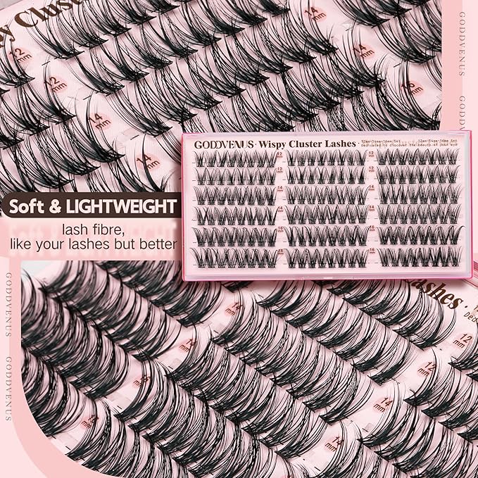 Wispy Natural Lash Clusters CC Curl DIY Cluster Eyelash Extensions for Clean Makeup, Individual False Eyelashes Cat Eye Lash Clusters
