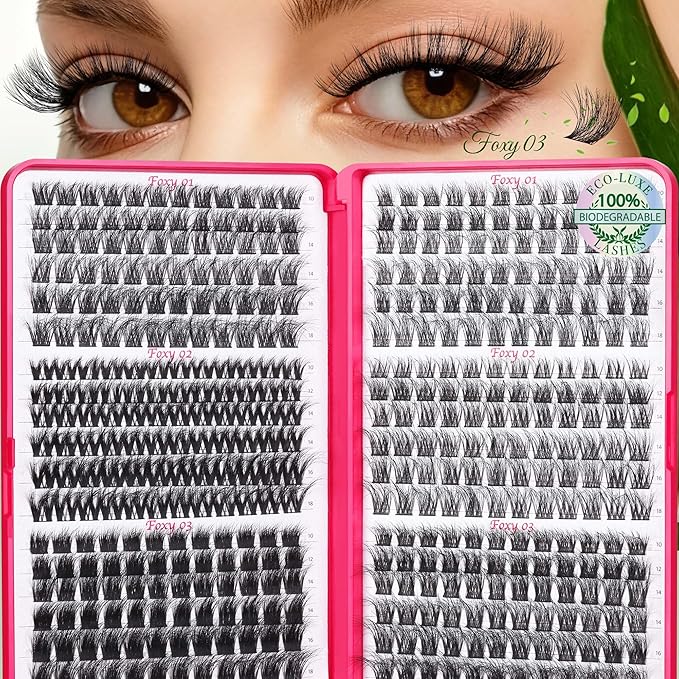 Lash Clusters - 0.05mm Wispy Fluffy Eyelash Clusters Natural lash extentions Biodegradable Volunm cluster eyelash extensions individual lashesLightweight Eyelashes for beginner DIY at Home