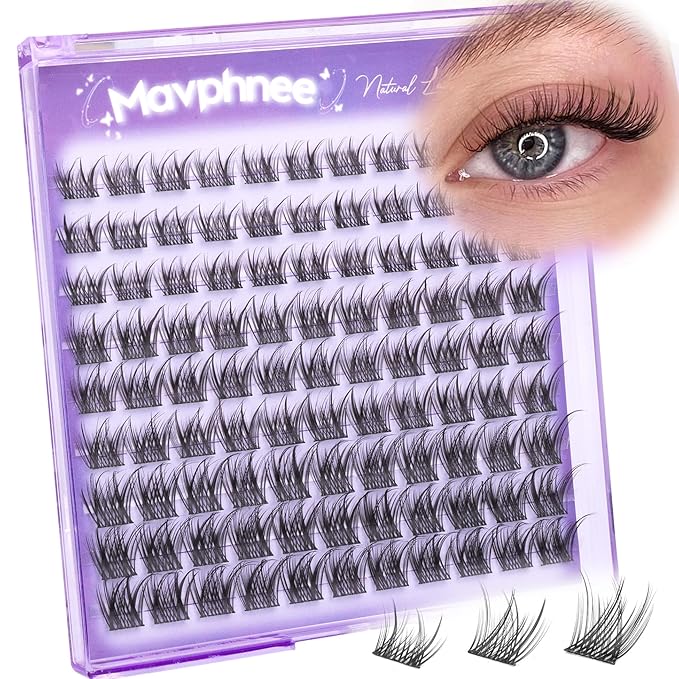 Natural Lash Clusters 8MM 10MM 12MM Eyelash Clusters Short Wispy DIY Spider Lash Extensions CC Curve Individual Lashes Fluffy Cluster Eyelash Extensions for Clean Girl & No Makeup
