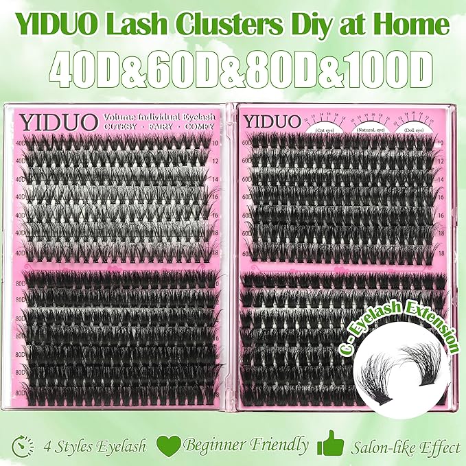 6 Box Mix Lashes Clusters Kit Gift Packs 1686Pcs with 2X Bond&Seal Volume Mega/Bottom Soft Extension False Eyelash D Curl Wispy Natural DIY Individual Fake Eyelashes for Beginners Bulk Pack