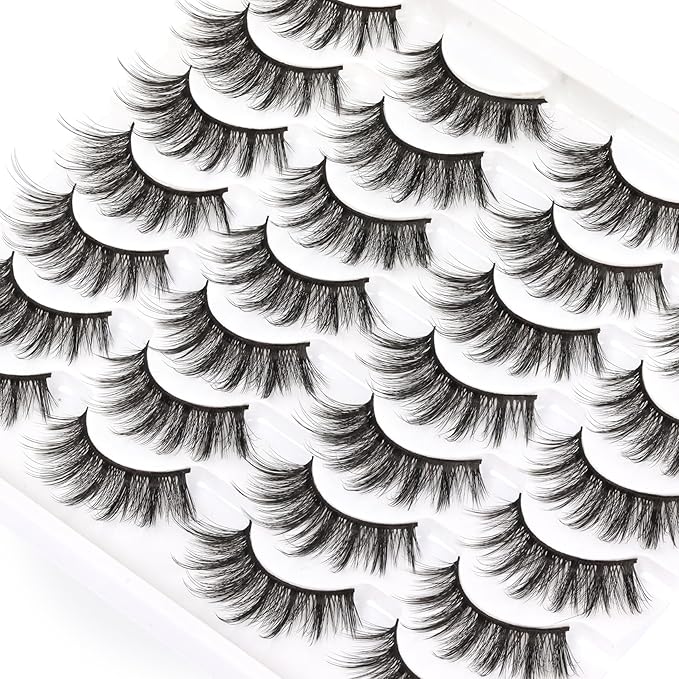 Losha Eyelashes Natural Look Faux Mink Lashes Pack Handmade Fluffy False Eyelashes 14 Pairs Cat Eye Lashes (54)
