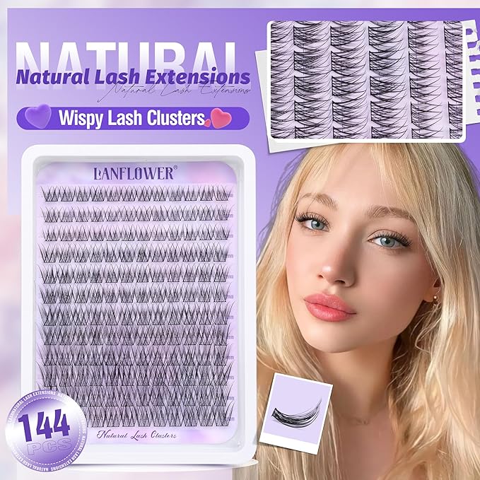 Wispy Lash Clusters Natural Eyelash Clusters C Curved Individual Lashes 10-16mm Cluster Eyelash Extensions Soft Lash Extension DIY at Home Cluster Lashes by Lanflower