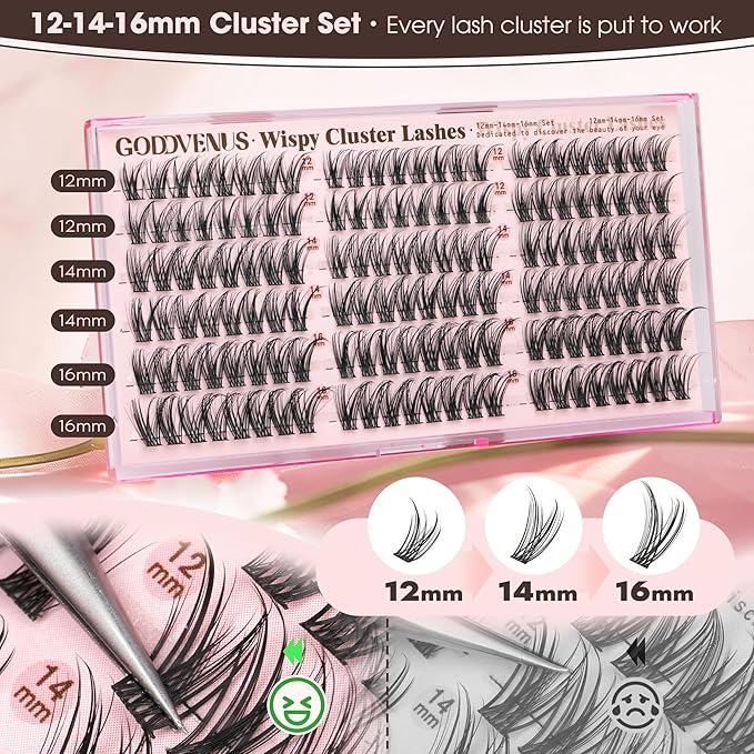 Wispy Natural Lash Clusters CC Curl DIY Cluster Eyelash Extensions for Clean Makeup, Individual False Eyelashes Cat Eye Lash Clusters