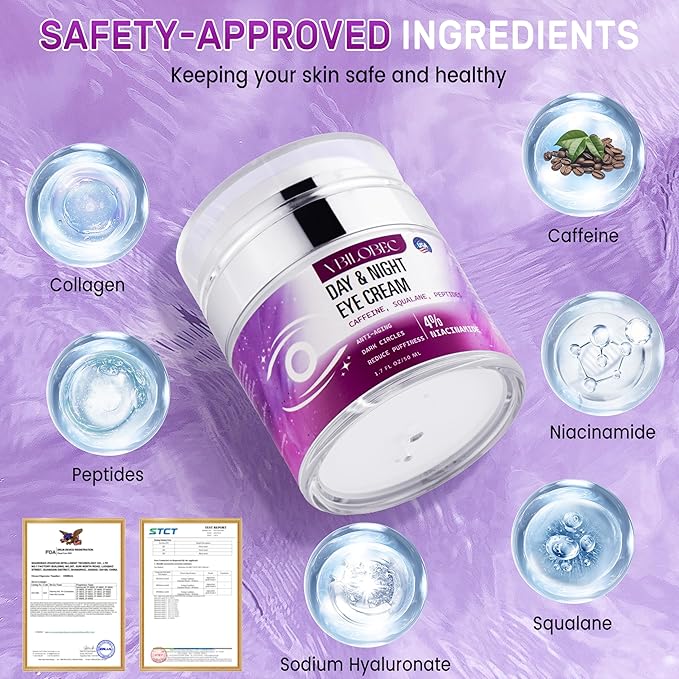 Vbilobec 2025 Latest Caffeine Eye Cream:[30+ SGS Certified] [Used by Over 1M Fans] Anti-aging Eye Cream to eliminate dark circles, puffiness, and fine lines.1.7 fl oz, for Women& Men