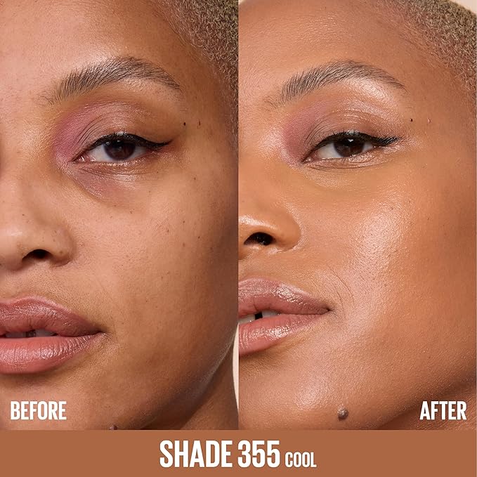 Maybelline Lifter Plump & Glow Foundation, Liquid Foundation with 2% Niacinamide + Hyaluronic Acid, Plumping and Brightening Face Makeup, 355, 1 Count