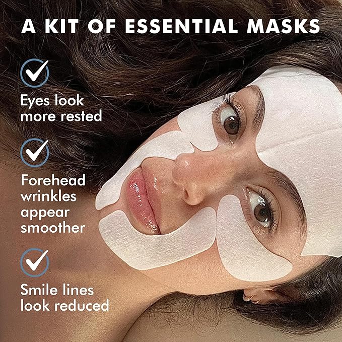 Skyn ICELAND Facelift in-a-Bag, Firming Hydrogel Masks for Forehead, Smile Lines and Under Eyes. Cooling Gel Facial Patches with Peptides and Coenzyme Q10. Treatment for All Skin Types, Vegan, 6 Pcs.