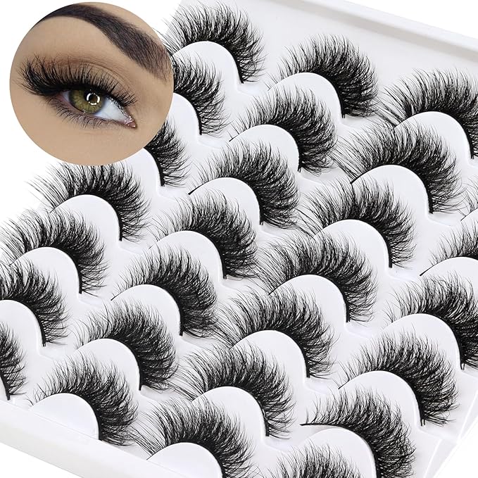 Losha Lashes Fluffy Cat Eye Lashes 14 Pairs 3D False Eyelashes Soft Crossed Eye Lashes Pack Comfortable Fake Eyelashes(614)