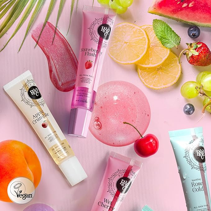 Rosee Lip Gloss Vegan & Cruelty Free Treatment, Professional Make up, Long Lasting Glossy with Shea Butter, Moisturize, Protect & Smooth, High Shine, Non-Sticky (m. Scarlet Peach, 0.5)