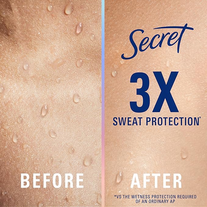 Secret Clinical Strength Antiperspirant Deodorant for Women, 100hr Sweat & Odor Protection, 3X Stress Protection with Hyaluronic Acid, PH Balanced, Invisible Solid, Clean Lavender Scent, 2.6 oz
