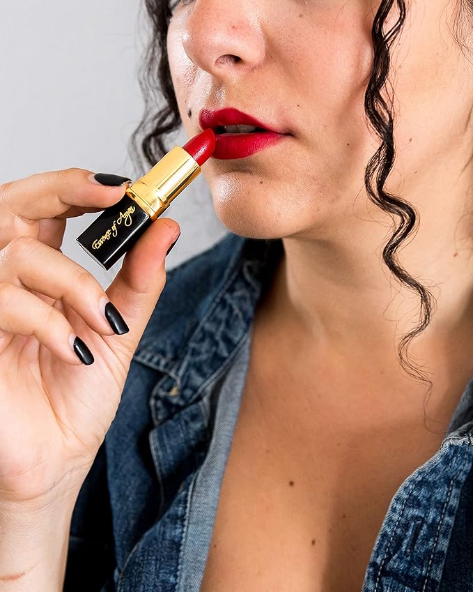 Essence Of Argan Lip Care Bundle - Moisturizing Deep Red Lipstick & Nourishing Lip Gloss with Organic Moroccan Argan Oil - Voluptuous Sexy Lips - Sun Protection, Long Lasting & Colorful Lip Balm Set