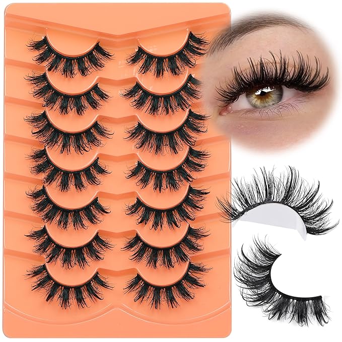 Focipeysa Volume False Eyelashes Manga Wispy Lash Pack 15mm Strip Lash D Curly Faux Mink Lashes that Look Like Lash Extensions Wispy False Lash Pack DIY Lash at Home