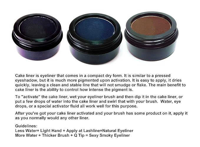 Matte Chocolate Truffle Brown Cake Eyeliner & Pressed Eyeshadow, Water Activated Powder; Gluten & Cruelty Free