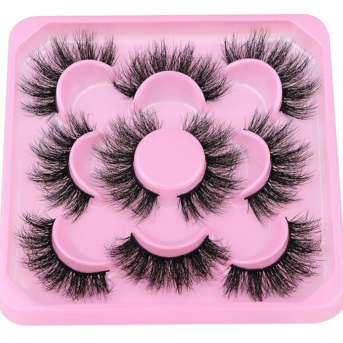 Focipeysa 3D Mink Lashes Fluffy False Eyelashes Dramatic Lashes Mink Strip Lashes Round Shaped and Fluttery Fake Eyelashes 18mm Length Reusable Lash