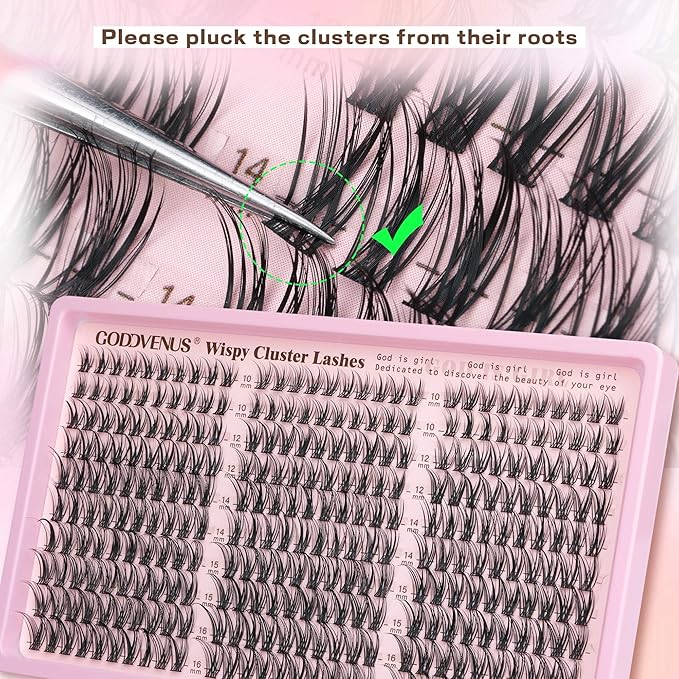 Eyelash Extensions Wispy Natural DIY C Curl Individual Lashes Clusters Black 10-16mm 300pcs
