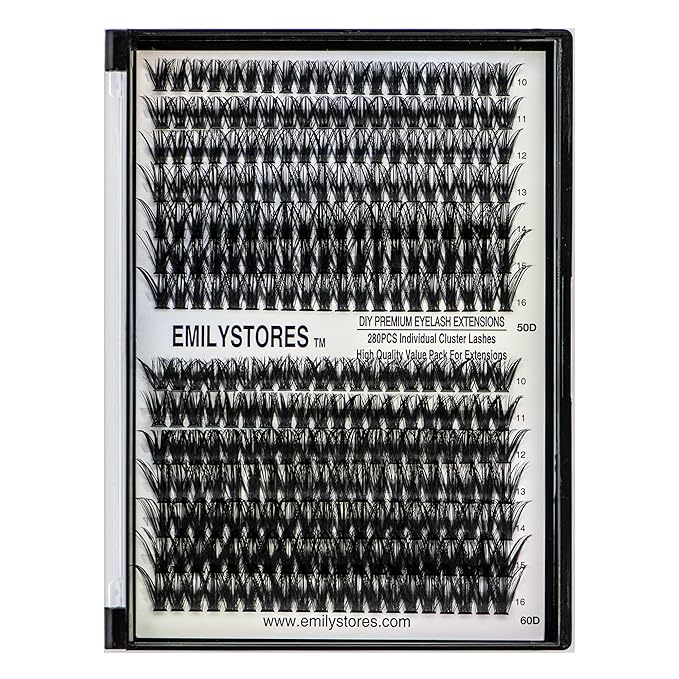 Lashes Extension Kit DIY 280pcs Lash Clusters Eyelash Extension Kit, 10-16mm Mix Sizes 80D Curl Individual Lashes Kit for DIY Eyelashes (80D)