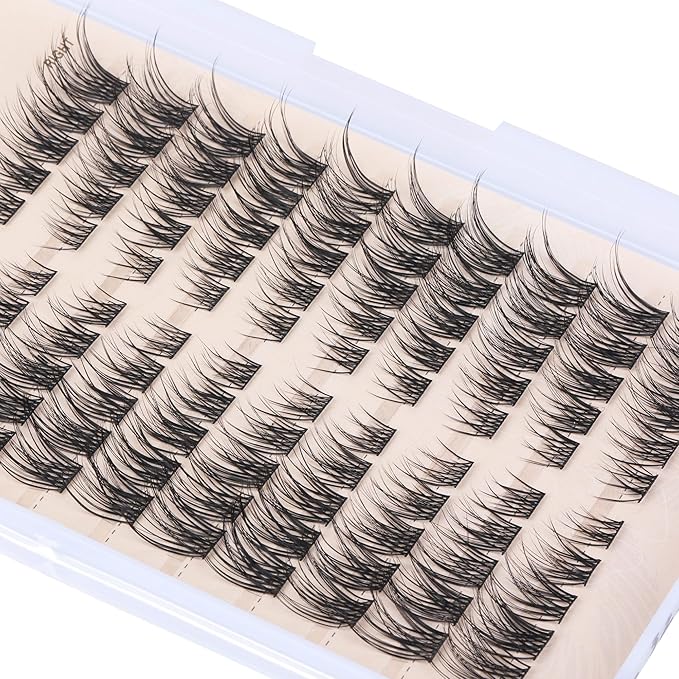 TOOCHUNAG Lash Clusters 8-16 Natural Eyelash Clusters 100pcs C-Curly Wispy Individual Lashes Left&Right DIY Lash Extension Thin Band Cluster Eyelashes Extensions