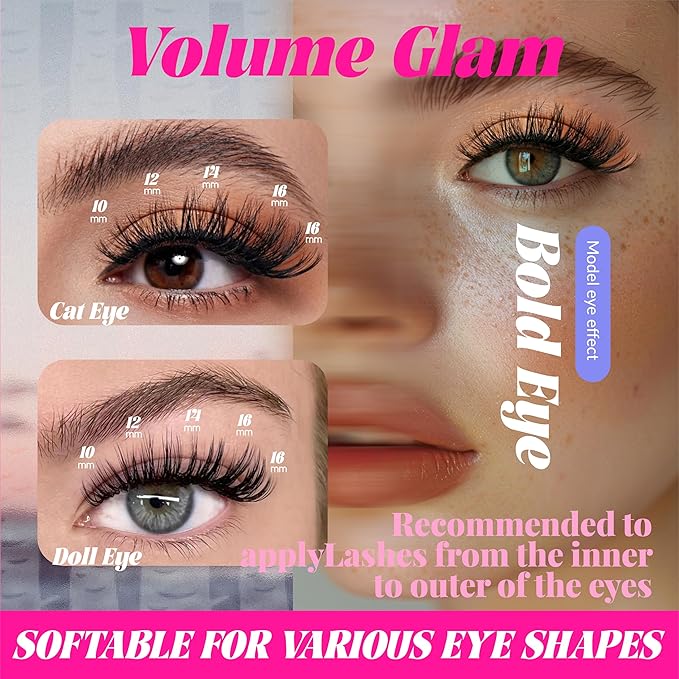 Lash Extensions Cluster DIY Lashes 240pcs 30D 80D 10-16mm Eyelash Clusters Individual Lashes Lash Kit Think Band Lash Kit(30D+80D KIT)