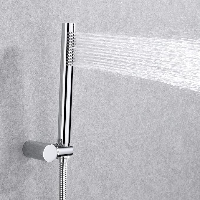 SUMERAIN Rain Shower System, Wall Mounted Bathroom Shower Faucet Set with 8" Shower Head and Brass Hand Shower, Rough in Valve Included