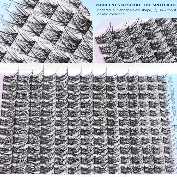 Natural Eyelash Clusters Wispy Lash Clusters 154Pcs Cluster Eyelash Extensions Individual Lashes Natural Look DIY Soft Lash Extension Pestañas Postizas Naturals TNFVLONEINS