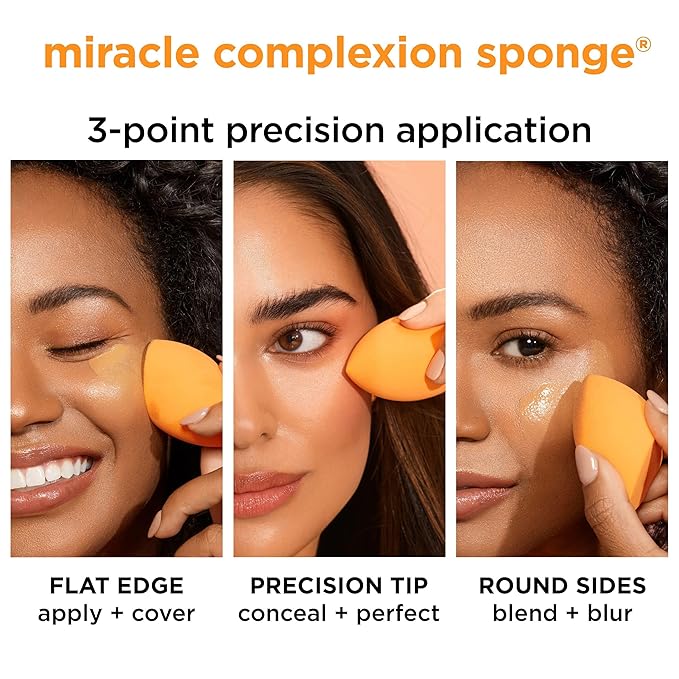 Real Techniques Miracle Complexion Sponge, Beauty Sponge, Makeup Blending & Foundation Application, Streak-Free, Full Coverage Finish, Vegan, Cruelty & Latex-Free, 1 Count