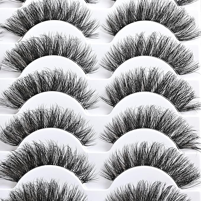 Lashes False Eyelashes Natural Wispy Fake Lash Strips 40D Strip Lash Clusters Cat Eye Volume Mink Eyelash Pack Fluffy Eye Lashes Natural Look Short Cateye Full Pestañas Sets by FenBair