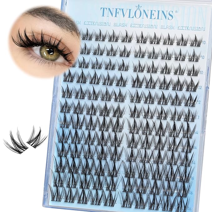 TNFVLONEINS Manga Lash Clusters Wispy Cluster Eyelash Extensions Natural Eyelash Clusters with Spikes Individual Lashes Clusters Fairy Lash Extension Anime Eye Lash Cluster Lashes