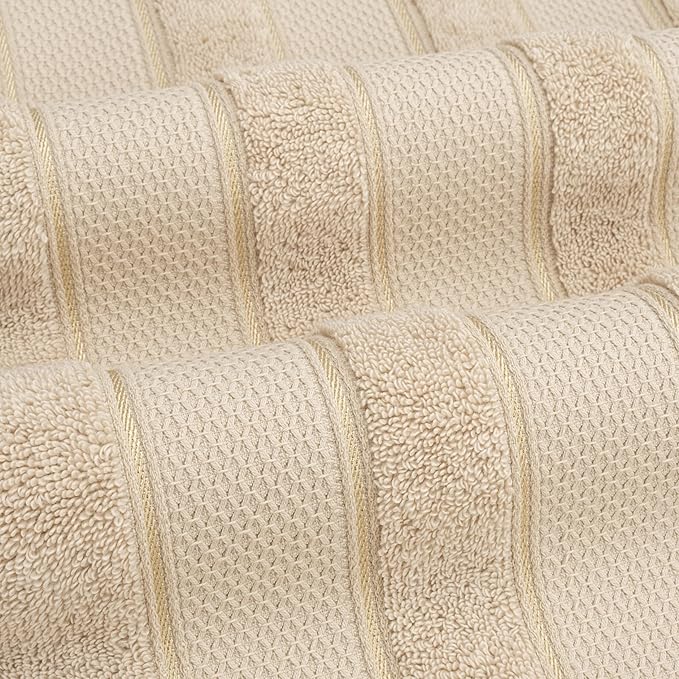 American Soft Linen Salem 100% Cotton Turkish 4 Piece Hand Towels for Bathroom, 600 GSM Soft Absorbent Quickdry Hand Face Towel Set, Beige