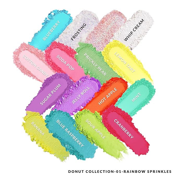 KimChiChic Beauty Donut Collection Eyeshadow Palette - 16 Matte, Pigment, & Glitter Shadows, Versatile for Day to Night Looks, Cruelty Free, Rainbow Sprinkles
