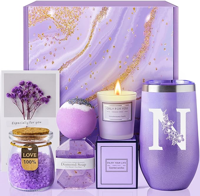 Birthday Gifts for Women - Relaxing Spa Gift Basket Set, Gifts for Women Who Have Everything, Christmas, Valentine's Day, Mothers Day Gifts, Galentines Day Gifts, Gifts for Mom Best Friend Grandma (N)